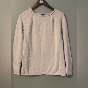 Women's Tan Crew Neck Rolled Hem Sweater